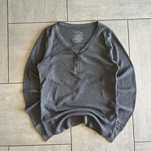 Grey time and tru long sleeve button up top #minimalist